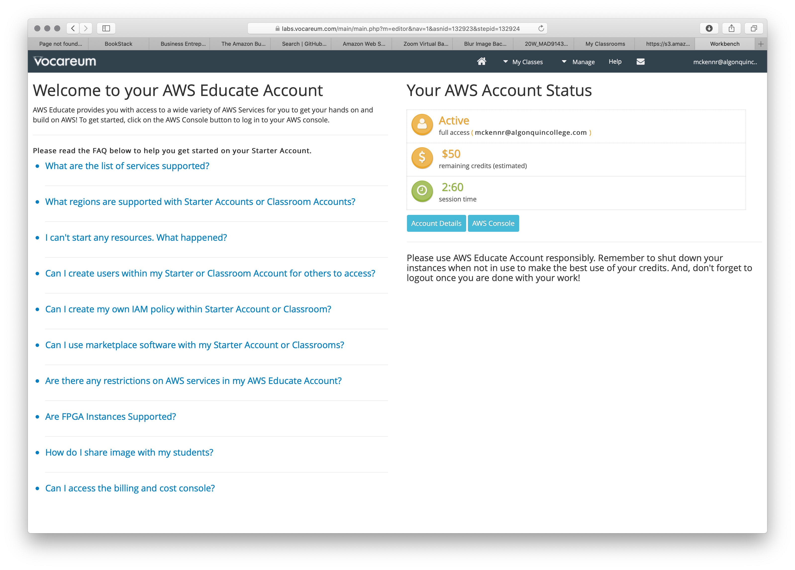 AWS account summary