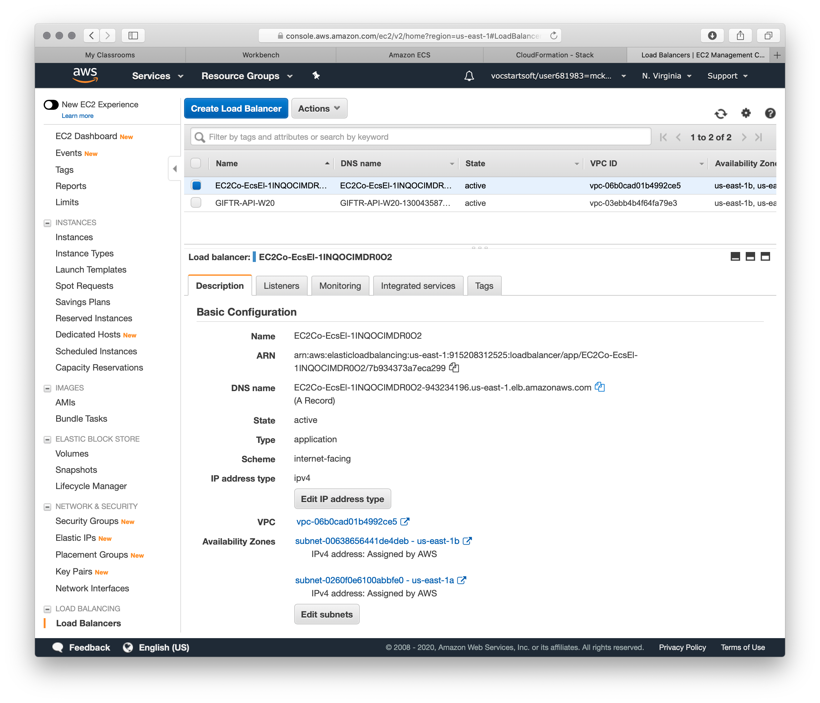 EC2 load balancer details