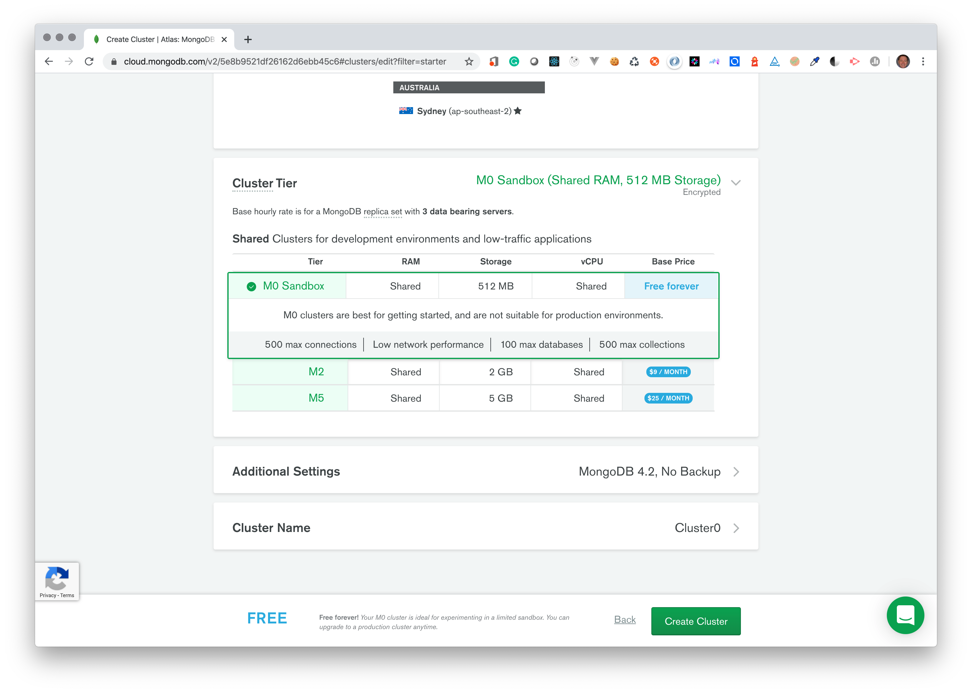 cluster configuration - size