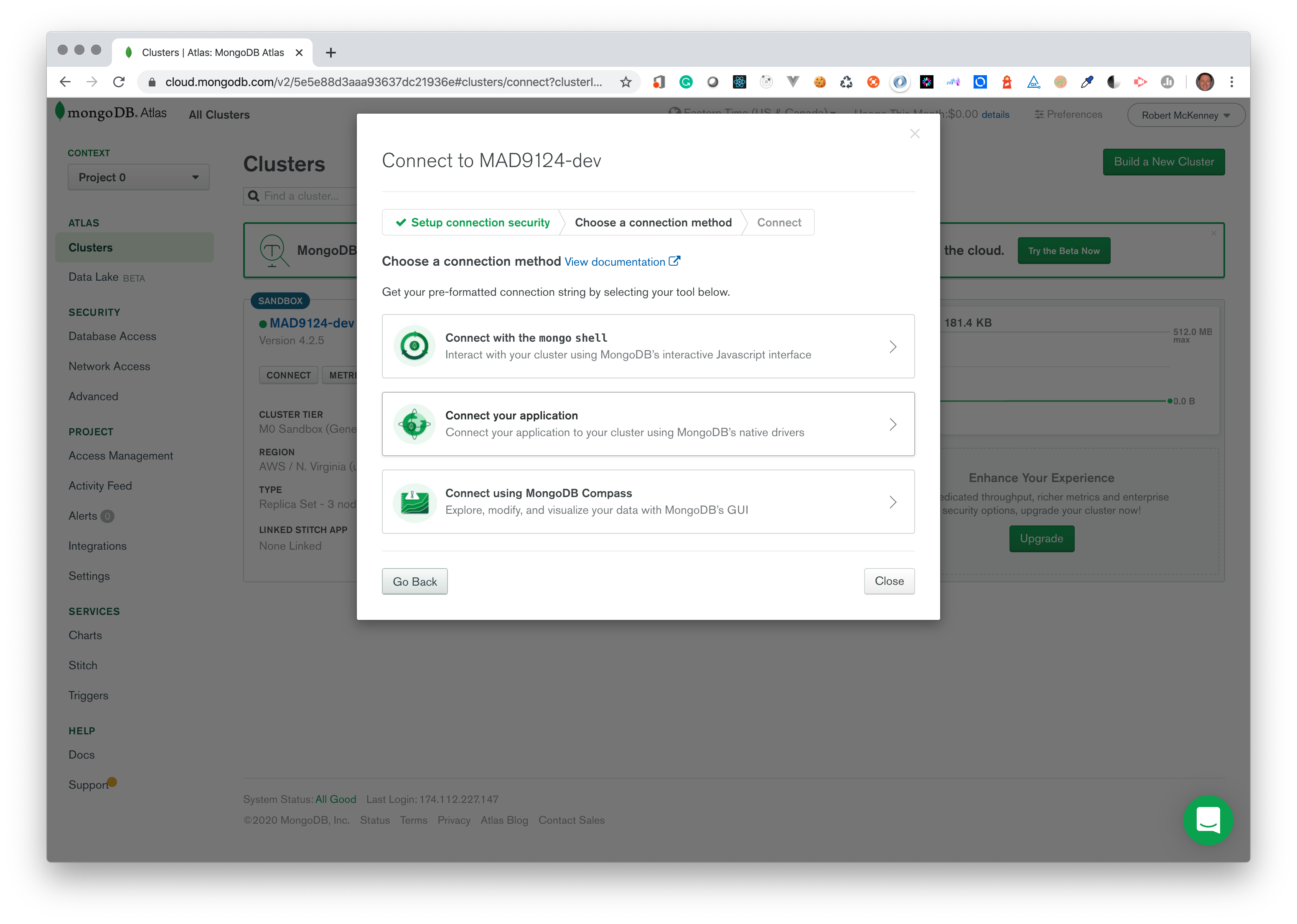 cluster connection options