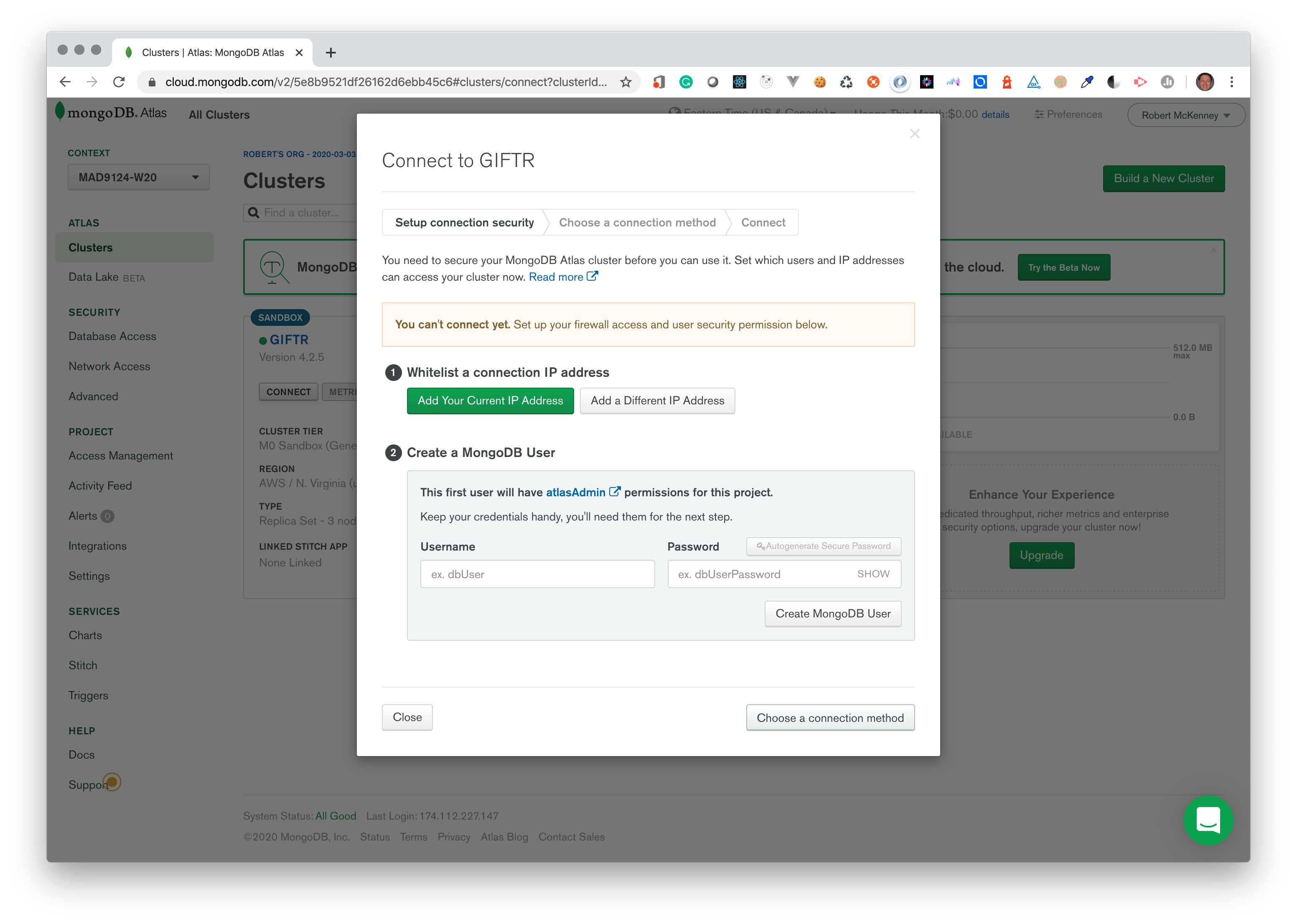 cluster configuration - IP addresses