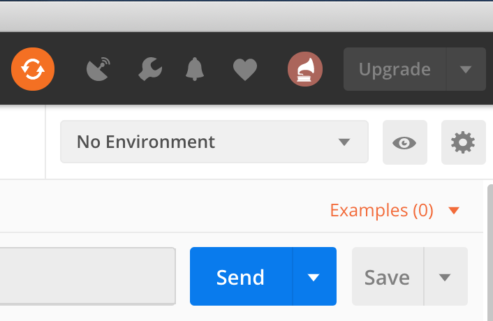 screenshot of Postman environment buttons