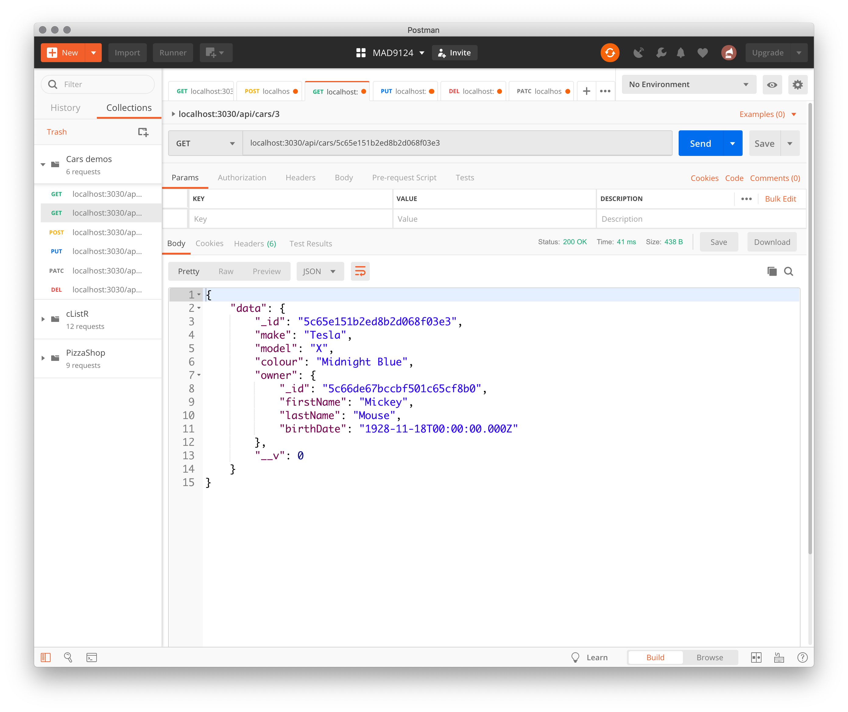 screenshot of Postman GET request